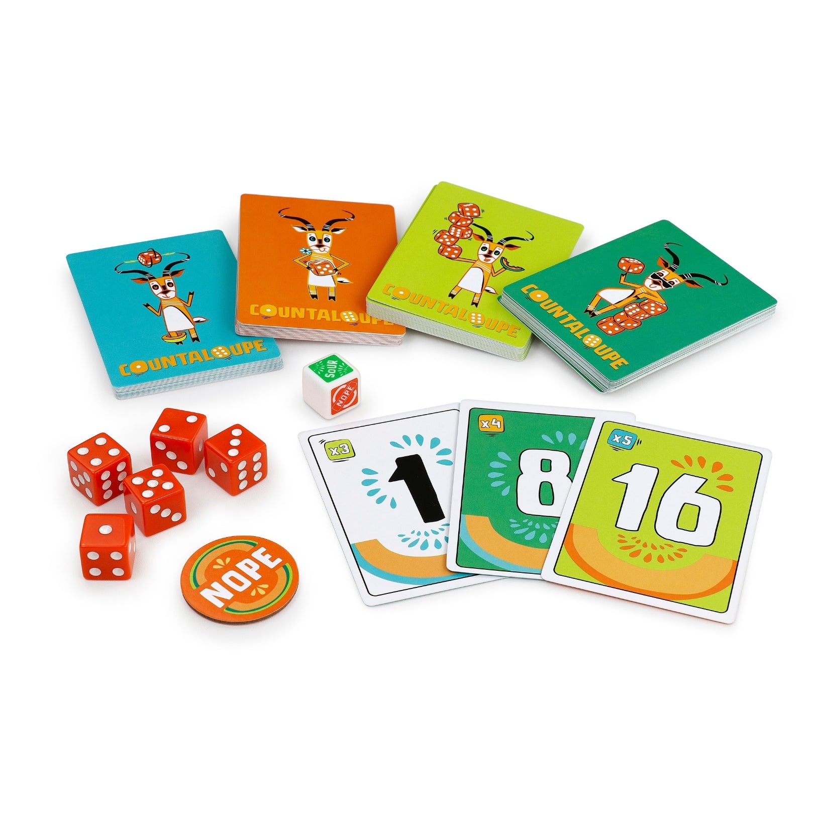 Countaloupe cards and dice